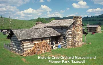 Pioneer cabins at Historic Crab Orchard Museum and Pioneer Park